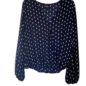 VIXBE• Bohemian Navy Blue Blouse